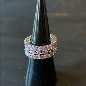 Elegant Silver and Pink Gemstone Ring